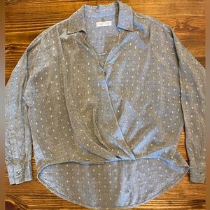 LOU AND GREY FOR LOFT Long Sleeve Grey Shirt With Sparkle, Size Extra Small